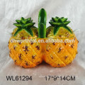 Double pineapple design ceramic condiment set